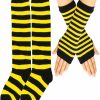 Miskon Uni Striped Arm Warmer Fingerless Mittens Gloves Knee High Socks Set Halloween Cosplay Accossaries Hot