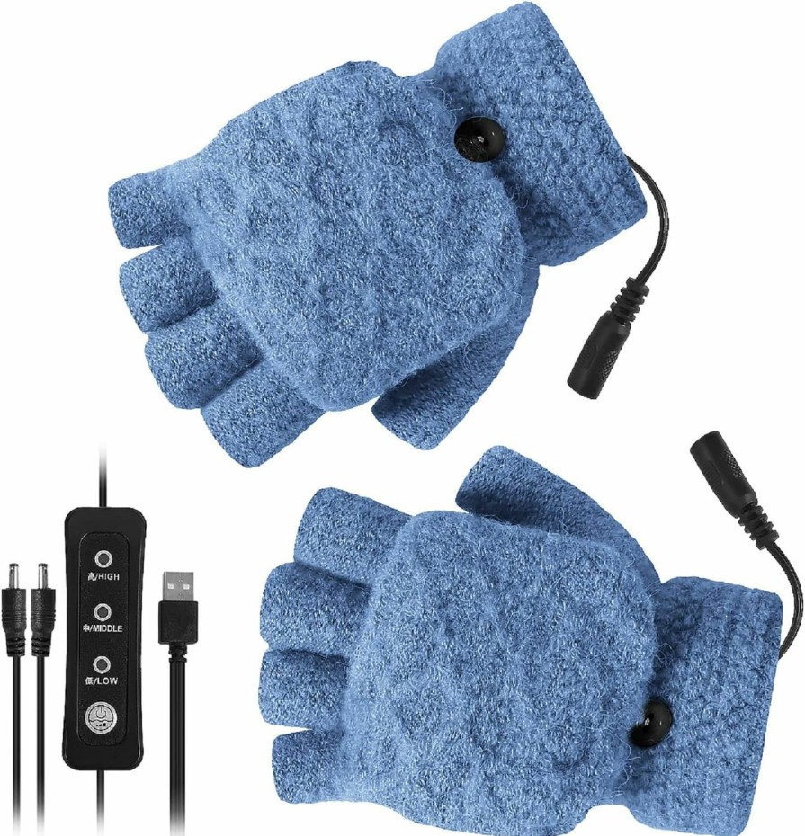 Petyoung Uni Usb Heated Gloves Adjustable Temperature Winter Full & Half Fingers Warmer Laptop Gloves Mittens For Women Men Girls Boys Hot