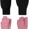 Achiou Achiou Warm Fingerless Gloves For Women Men, Convertible Winter Fingerless Mittens With Flip-Top Cover, Knitted Wool Glove Best