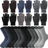 Suhine Suhine 12 Pairs Winter Wool Socks And Winter Gloves Set For Men Women Include 6 Pairs Boot Socks Thick Socks 6 Pairs Touchscreen Gloves Knit Gloves Bulk For Cold Weather Gift Supplies Wholesale