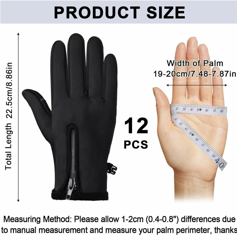 Liitrsh Liitrsh 12 Pcs Waterproof Winter Gloves For Men Women, Warm Windproof Touch Screen Gloves, Cold Weather Thermal Gloves For Outdoor Work Running Cycling Hiking Driving Hot