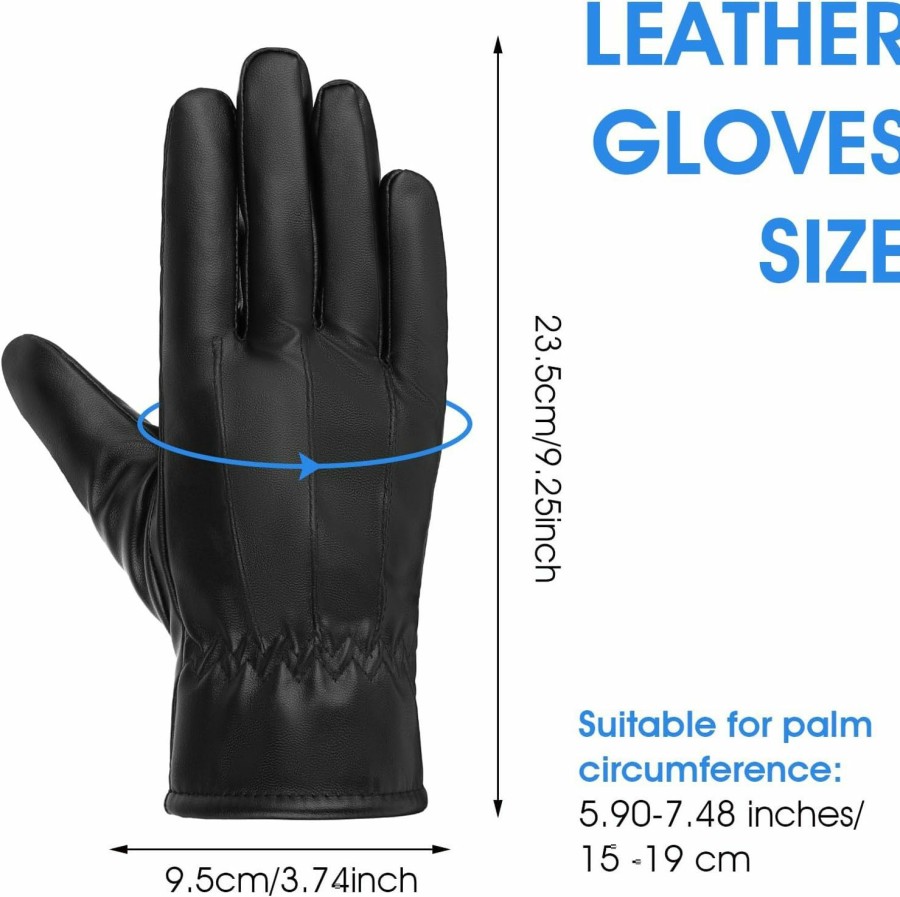 WLLHYF Leather Gloves For Women, Winter Pu Leather Gloves Warm Gloves Wool Lining Texting Typing Driving Motorcycle Gloves Best