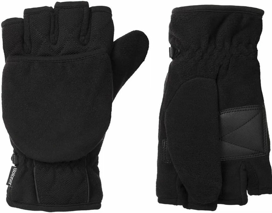 isotoner Isotoner Women'S Smart Dri Woven Sport Flip Top Gloves - 30542 (Black, S/M) Best