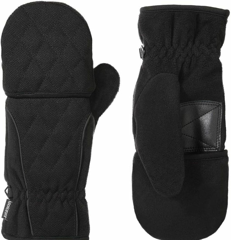 isotoner Isotoner Women'S Smart Dri Woven Sport Flip Top Gloves - 30542 (Black, S/M) Best