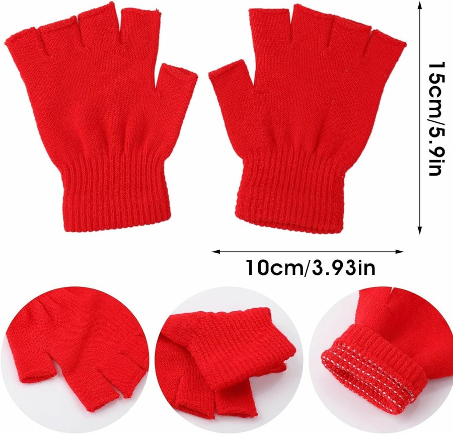 Yolev 4 Pairs Winter Knit Fingerless Gloves Warm Half Fingers Gloves Cold Weather Thermal Gloves For Women For Driving Running Clearance