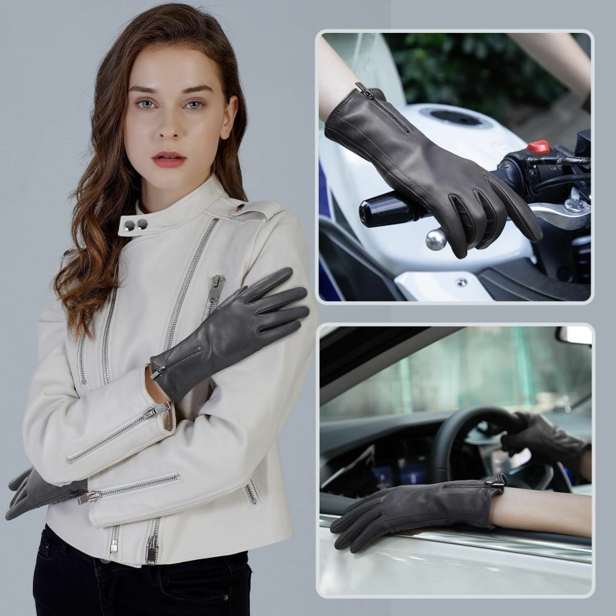 FIORETTO Fioretto Womens Genuine Leather Gloves With Wool Lined Touchscreen Sheepskin Winter Warm Gloves W23006 Wholesale