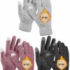 KUTTOR Kuttor 3 Pairs Women'S Winter Knit Plush Gloves Touch Screen Gloves Thermal Cable Knit Wool Fleece Lined Touchscreen Mittens Clearance