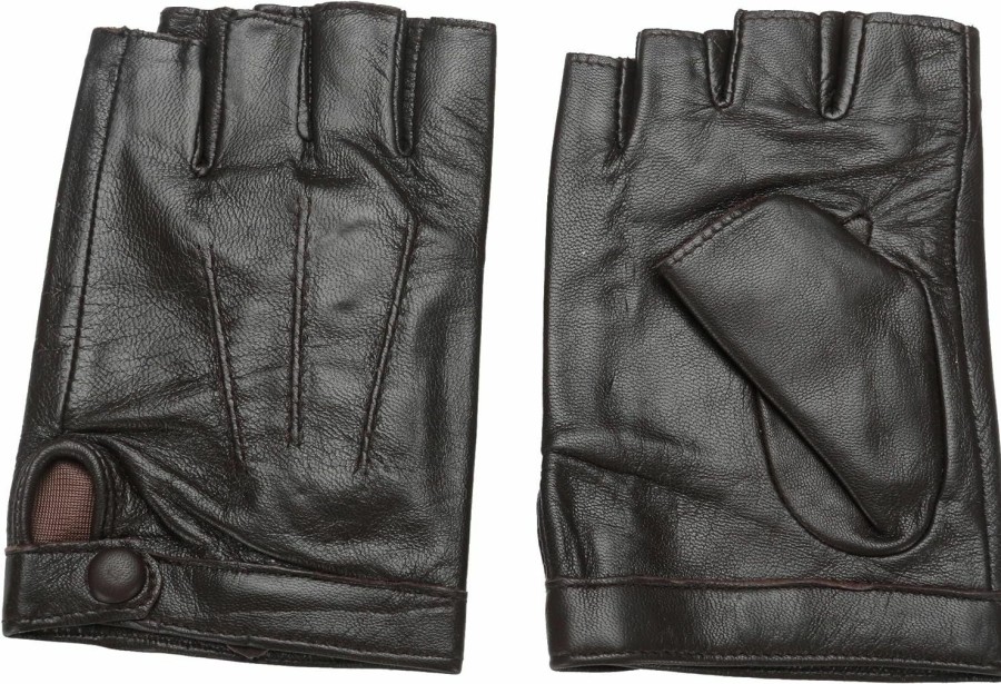 NappaNovum Women'S Half Finger Leather With Silk Lining Performance Cycling Driving Gloves Hot