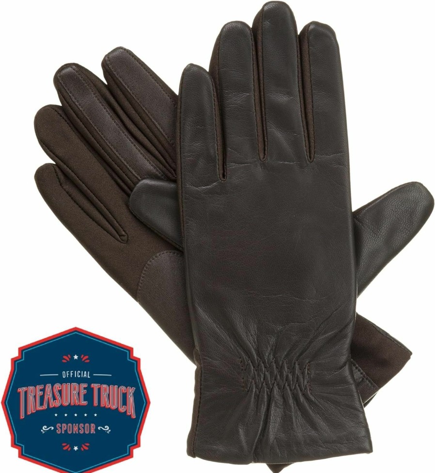 isotoner Isotoner Women'S Classic Stretch Leather Touchscreen Cold Weather Gloves, Fleece Lining Online