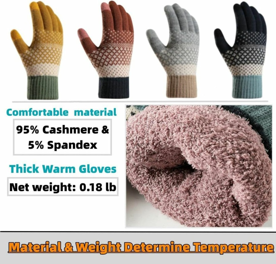 KABEAR Kabear Womens Classic Thick Winter Knitted Gloves Girls' Touch Screen Warm Gloves For Kids Clearance