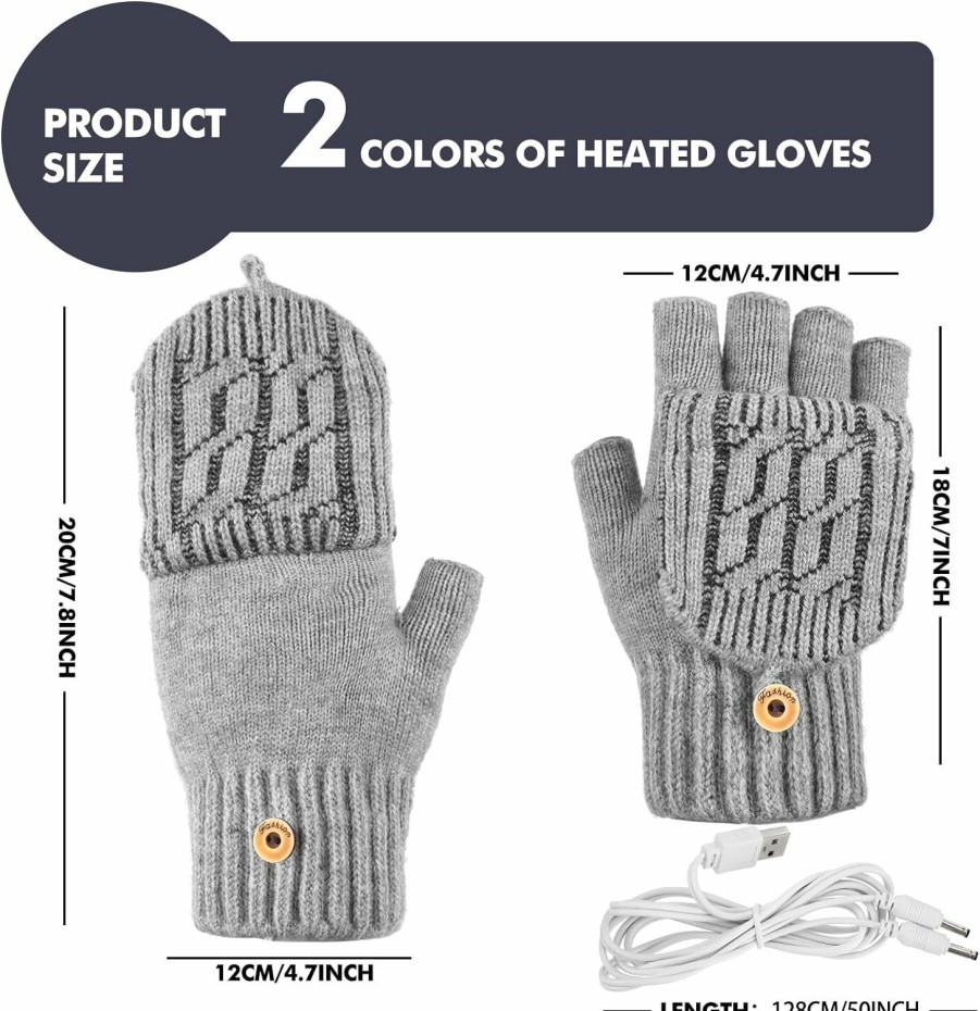 Sintege 2 Pairs Usb Heated Gloves Fingerless Usb Hand Warmers Electric Hand Warmer Hand Warming Gloves With Button Heated Mittens Hot