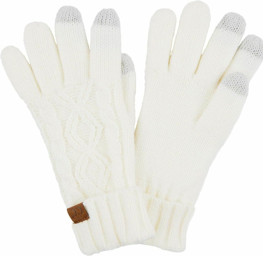 C.C C.C Uni Knit Thick Warm Soft Stretch Fuzzy Lined Solid Ribbed Glove With Smart Tips (G-25)(G-707) Wholesale