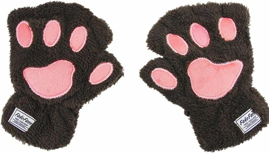 FakeFace Cute Cat Paw Gloves Faux Fur Plush Winter Fingerless Gloves Mittens Lion Claw Halloween Cosplay Costumes For Women Girls Hot