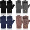 Newcotte Newcotte 4 Pairs Winter Knitted Fingerless Gloves With Mitten Cover Convertible Fingerless Warm Wool Knit Flip Mittens Wholesale