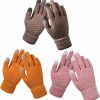 Generic 3 Pairs Women Girls Winter Touch Screen Gloves For Cold Weather,Warm Knitt Gloves With Elastic Cuffs Winter Texting Gloves Wholesale