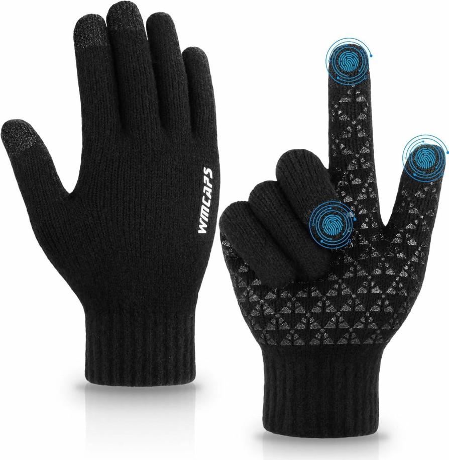 Wmcaps Wmcaps Mens Womens Winter Gloves Touch Screen Warm Knit Cold Weather Glove For Driving Running Working New