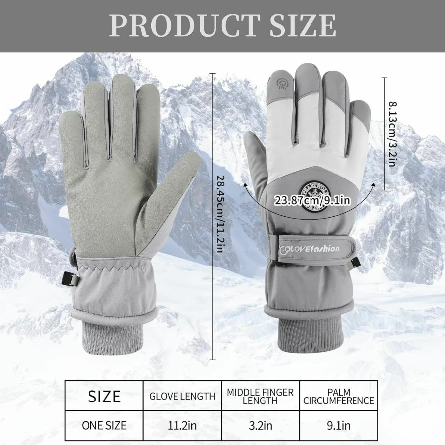 GLAITC Ski Gloves Waterproof Thermal Gloves Anti-Slip Thermal Touch Screen Gloves Winter Gloves For Men Ski Gloves Women Skiing Gloves Men, For Skiing Running Cycling Hiking Snowboard Men Women Clearance