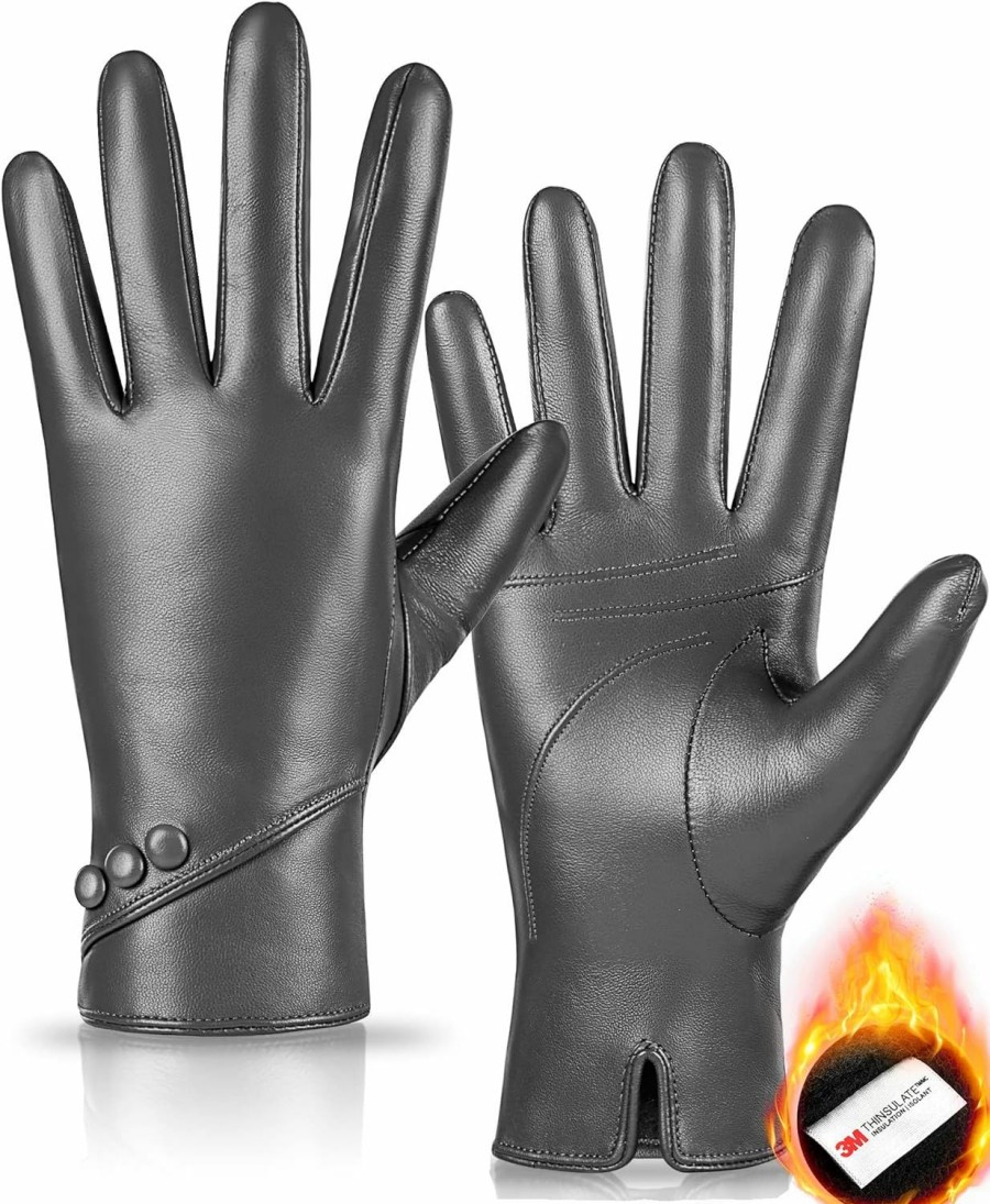 MAGILINK Genuine Sheepskin Leather Gloves For Women, Winter Warm Touchscreen Gloves Thinsulate Lined, Driving Motorcycle Gloves Online