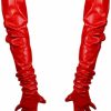 QIN-FE Uni Latex Long Gloves Faux Patent Leather 35\"Inches 90Cm L Big Puff Sleeves Hot