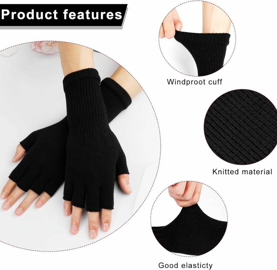 ONESING Onesing 4 Pairs Fingerless Gloves For Women Winter Half Finger Gloves Warm Knitted Stretchy Gloves For Women Men Hot