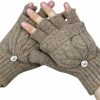 FakeFace Womens Girls Winter Warm Wool Knit Fingerless Convertible Gloves W/ Mitten Cover Clearance