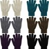 Boyiee Boyiee 6 Pairs Warm Knit Gloves Bulk Pack Winter Gloves Full Fingers Stretch Gloves For Adult Men Women, 6 Colors Wholesale