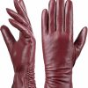 Dsane Womens Winter Leather Touchscreen Texting Warm Driving Lambskin Pure Genuine Leather Gloves Online