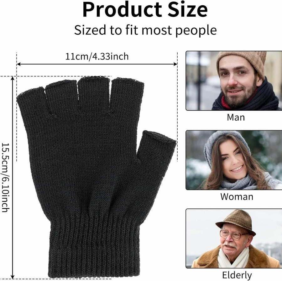 WLLHYF Wllhyf Uni Half Finger Gloves 2 Pairs Winter Stretchy Knit Half-Finger Touch Screen Mittens Fingerless Gloves Men Women New