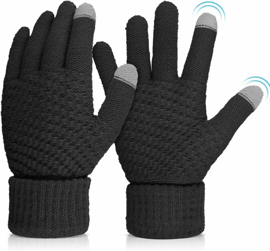 Abeillo Abeillo Women'S Winter Warm Touchscreen Gloves, Thermal Knit Soft Fleece Lined Glove Winter Texting Gloves Elastic Cuff Glove New