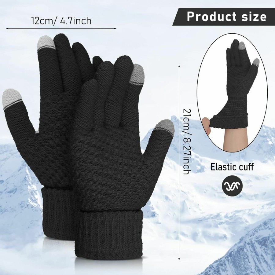 Abeillo Abeillo Women'S Winter Warm Touchscreen Gloves, Thermal Knit Soft Fleece Lined Glove Winter Texting Gloves Elastic Cuff Glove New