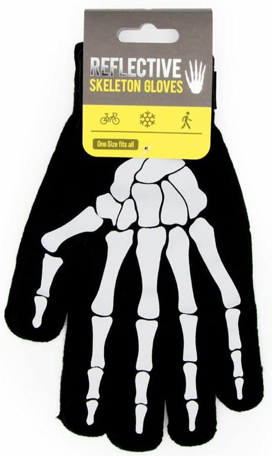 Suck UK Suck Uk Reflective Skeleton Bike Gloves | Black Cycling Gloves | Gifts For Men & Women | Winter Bike Accessories | Warm Gloves | Spooky Clearance