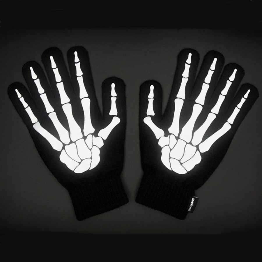 Suck UK Suck Uk Reflective Skeleton Bike Gloves | Black Cycling Gloves | Gifts For Men & Women | Winter Bike Accessories | Warm Gloves | Spooky Clearance