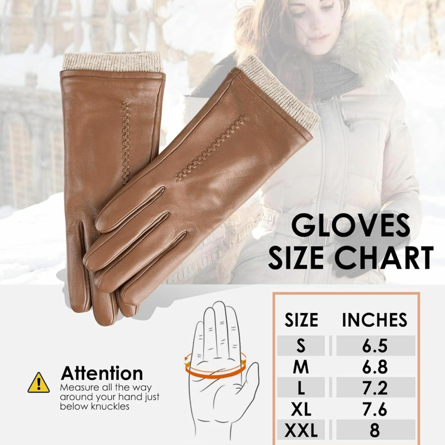 Upasceoka Genuine Sheepskin Leather Gloves For Women, Winter Warm Touchscreen Cashmere Lined Dress Driving Motorcycle Gloves Wholesale