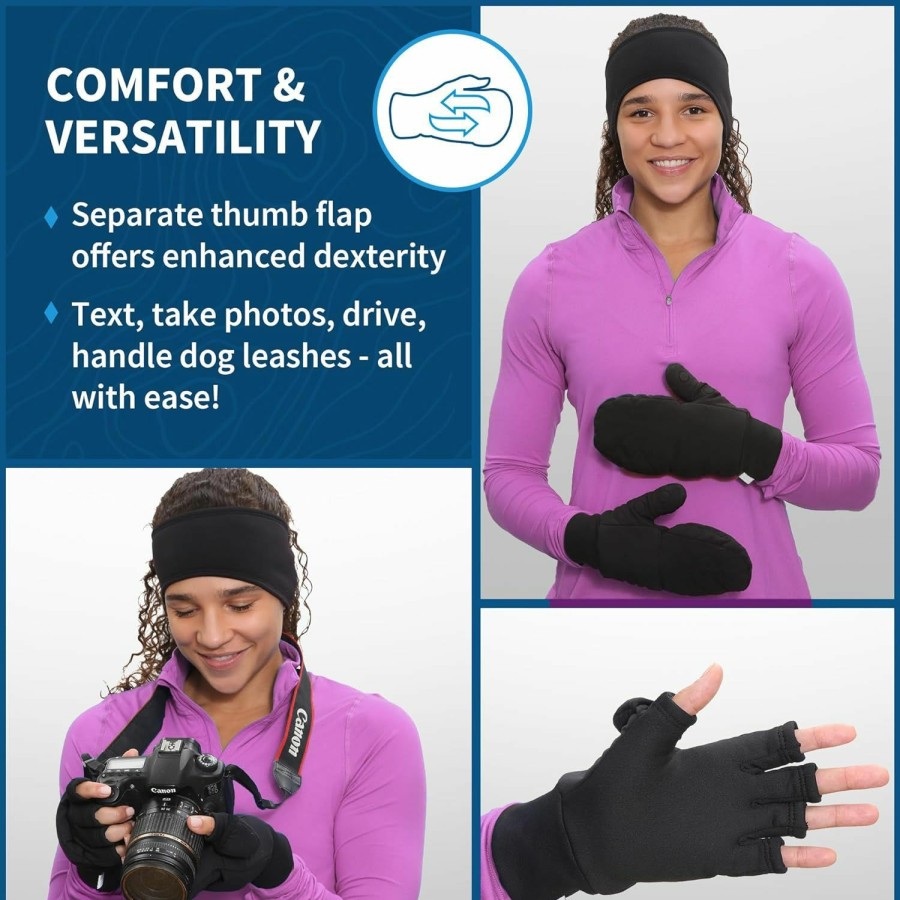 TrailHeads Trailheads Women'S Insulated Convertible Mittens - Winter Running Mittens New