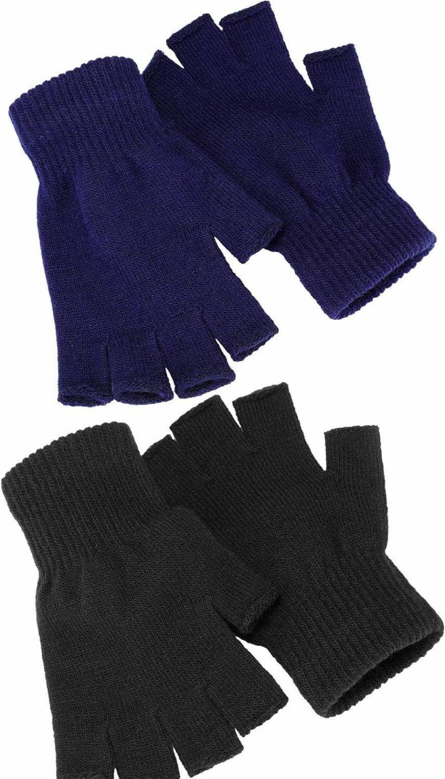 SATINIOR Satinior 2 Pair Uni Half Finger Gloves Winter Stretchy Knit Fingerless Gloves In Common Size Hot