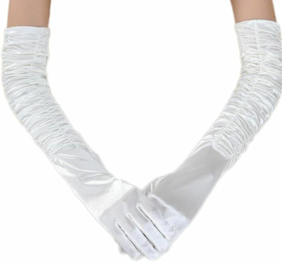 Unilove Long Opera Party 20S Satin Gloves Stretchy Adult Size Elbow Length 21.5"(Plus/Normal Size) Clearance