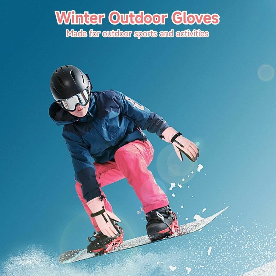 YHomU Yhomu Women Ski Gloves, Full Finger Winter Gloves Freezer Warm Women Ski Gloves Anti-Slip Waterproof Lightweight Touch Screen Palm Protection Gloves Protective Cold Weather Gloves For Hiking Skiing Clearance