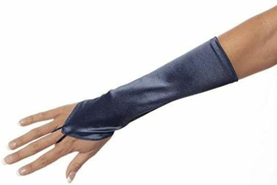 Greatlookz Cinderella Satin Fingerless Elbow Length Gloves, Navy Blue New