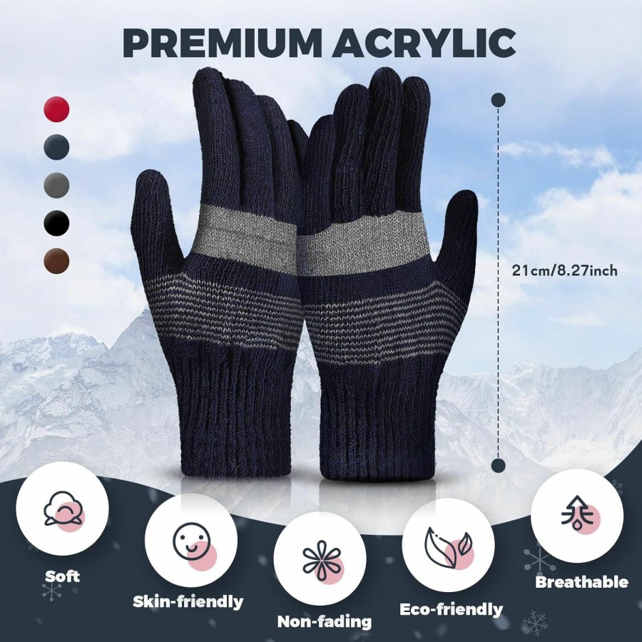 Tarpop 48 Pcs Winter Gloves Bulk Knit Winter Gloves For Women Men Cold Weather Gloves For Homeless Stretchy Cloth Gloves Warm Wholesale