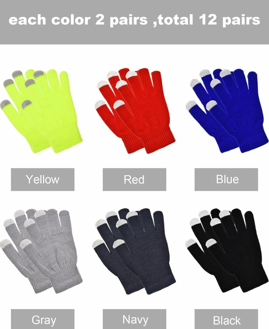 Pangda Pangda 12 Pairs Touchscreen Gloves Stretch Knitted Texting Gloves Warm Windproof Solid Color Mittens For Men And Women Online