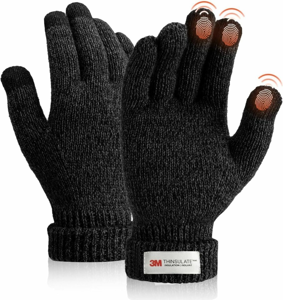 SONORAN Winter Gloves For Men Women Merino Wool Touch Screen Thinsulate Lining Warm Gloves Thermal Soft Knit For Cold Weather Clearance