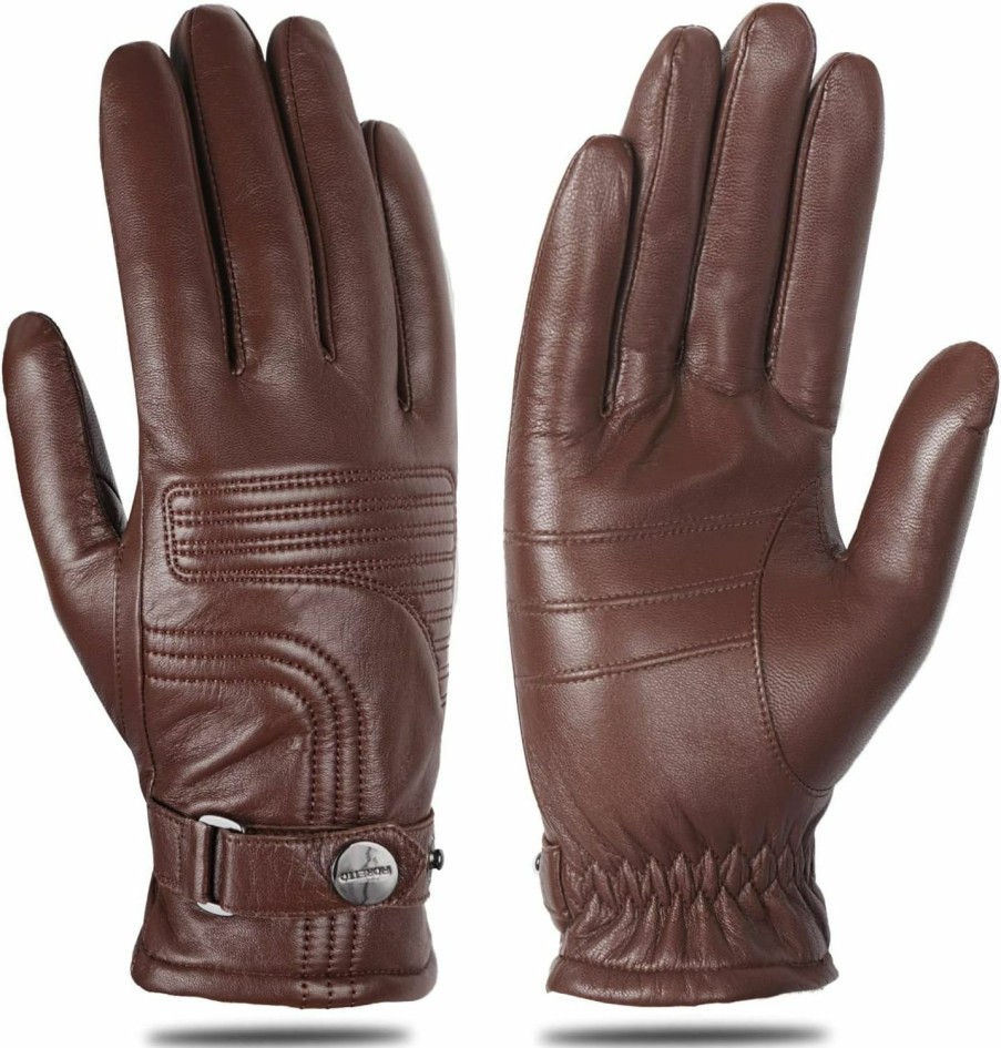 FIORETTO Fioretto Mens Genuine Leather Gloves With Warm Wool Lined Touchscreen Luxury Sheepskin Winter Gloves M200814 Best