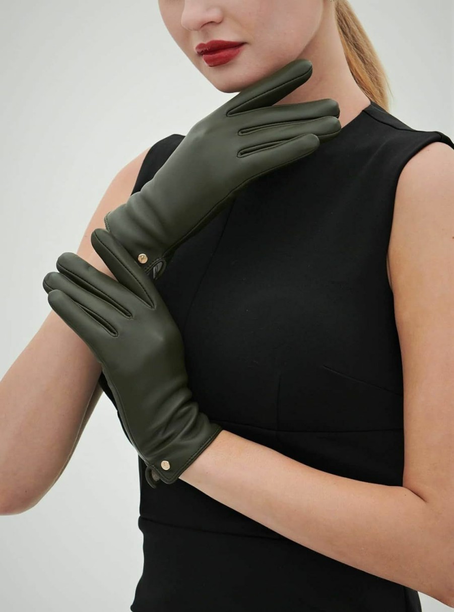 YISEVEN Yiseven Women'S Winter Dress Leather Gloves Touchscreen Wool Lined Flat Design Online