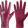 RSHHCXR Winter Leather Gloves For Women,With Touchscreen Texting Warm Cashmere Lining Windproof Suede Driving Gloves New