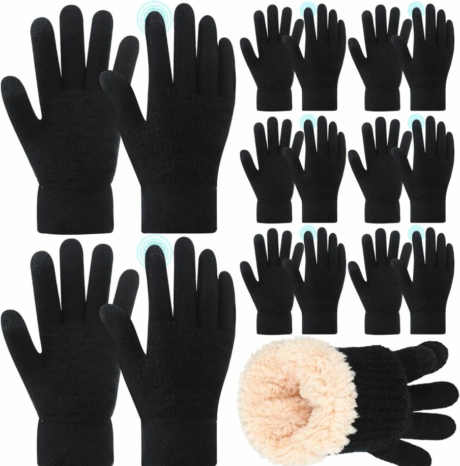 Twistover Twistover 9 Pairs Bulk Winter Gloves Warm Gloves For Women Gloves With Touchscreen Fingers Winter Gloves Thermal Fleece Lined Gloves Black Cable Knit Gloves Uni For Women Men Cold Weather Clearance