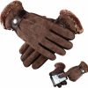 WRITWAA Writwaa 1 Pair Of Mens Winter Leather Gloves, Touch Screen Texting Windproof Gloves With Fleece Lined, Thick Warm Anti-Slip Gloves For Cycling Motorcycle Camping, Brown Clearance