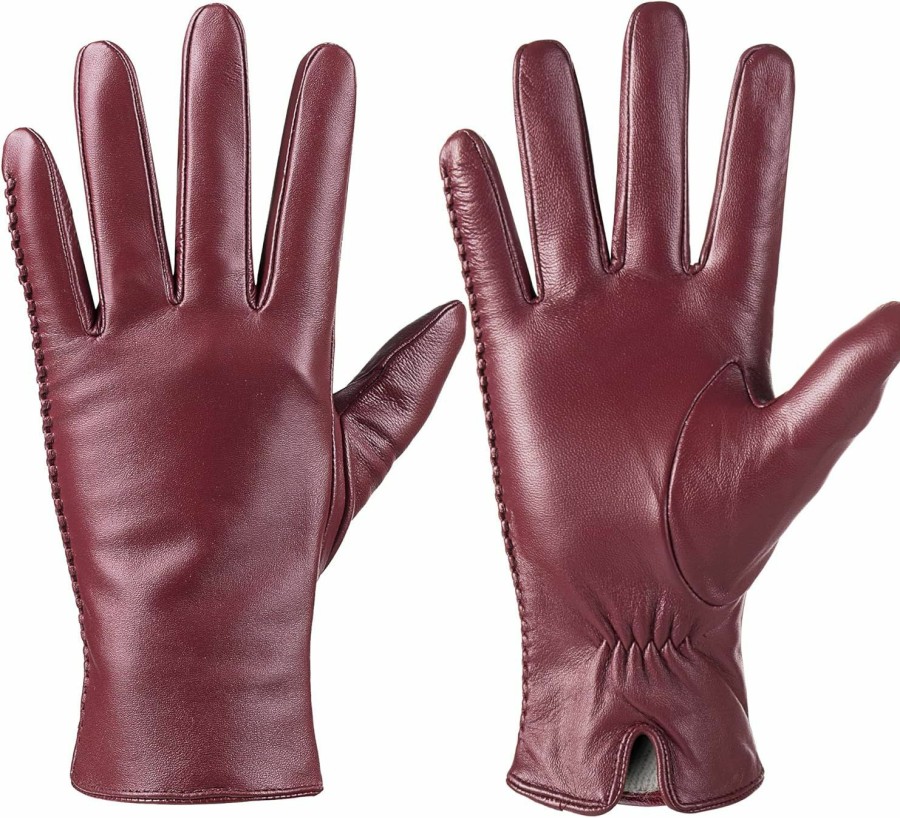 Amazon Genuine Sheepskin Leather Gloves For Women, Winter Warm Touchscreen Texting Cashmere Lined Driving Motorcycle Dress Gloves Wholesale