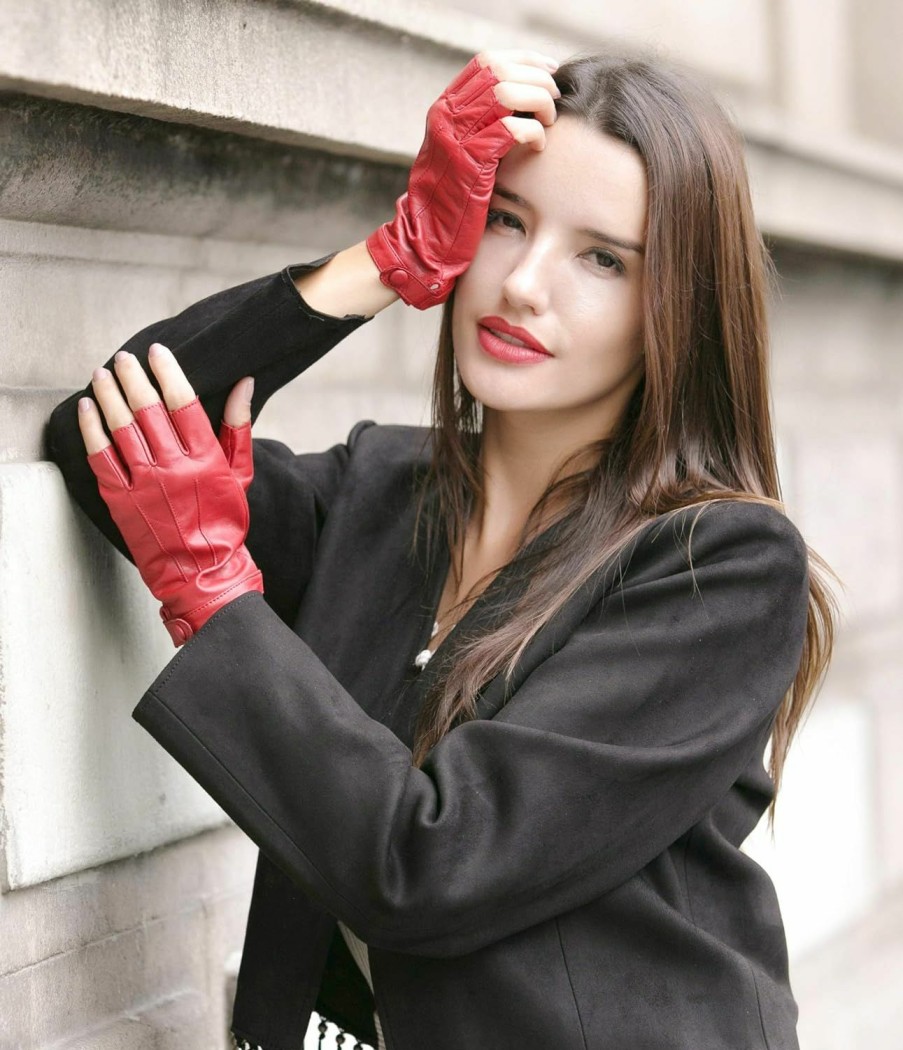 YISEVEN Yiseven Women'S Classic Sheepskin Leather Fingerless Gloves Online