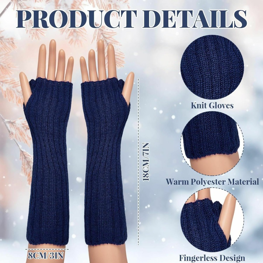 Suhine Suhine 24 Pairs Knit Arm Warmers Bulk For Women Homeless Long Fingerless Gloves Wrist Warmers With Thumb Hole Christmas Gift For Cold Weather Typing Driving Cosplay Hot