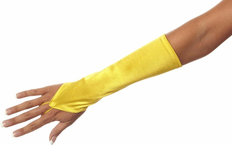 Greatlookz Cinderella Satin Fingerless Elbow Length Gloves, Yellow Wholesale